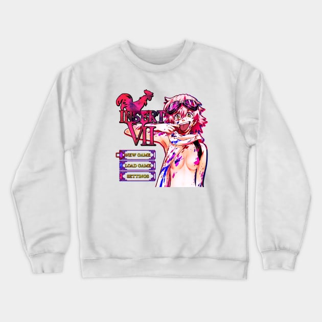 Insert Cock VII - Anime Hentai RPG Menu Crewneck Sweatshirt by CultXLV